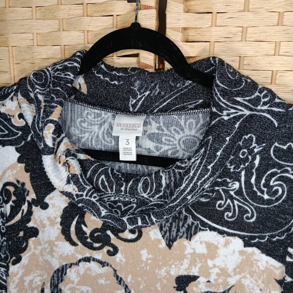 Chico's Cowl Neck Long Sleeve Sweater Print Rayon Blend Paisley - Picture 3 of 8